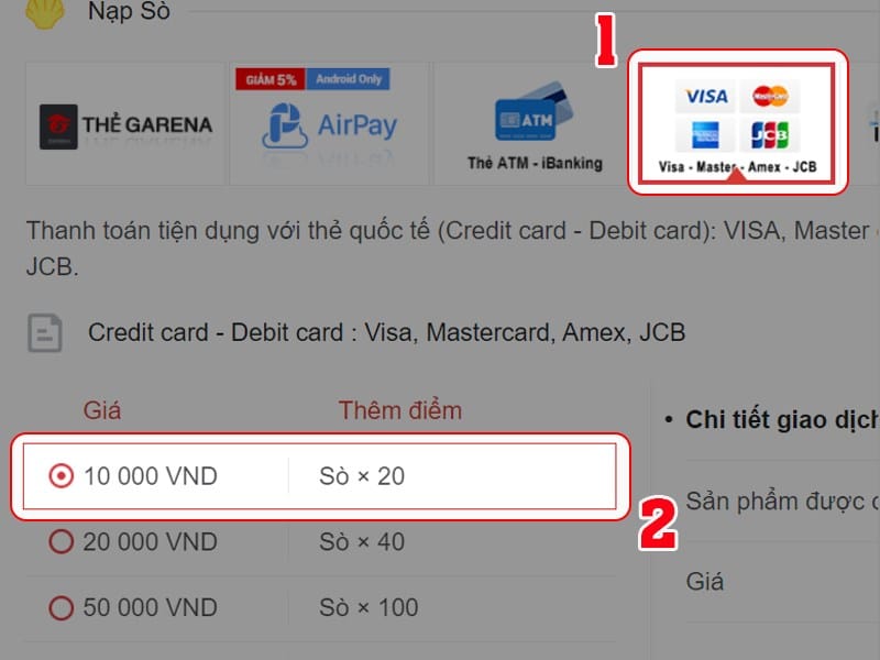 Thanh toán bằng thẻ tín dụng Thanh toán bằng thẻ tín dụng