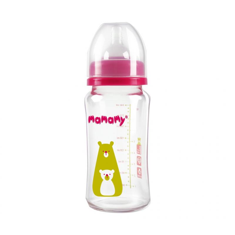 Bình sữa giữ nhiệt thủy tinh cổ rộng Mamamy, bình sữa cho bé sơ sinh
